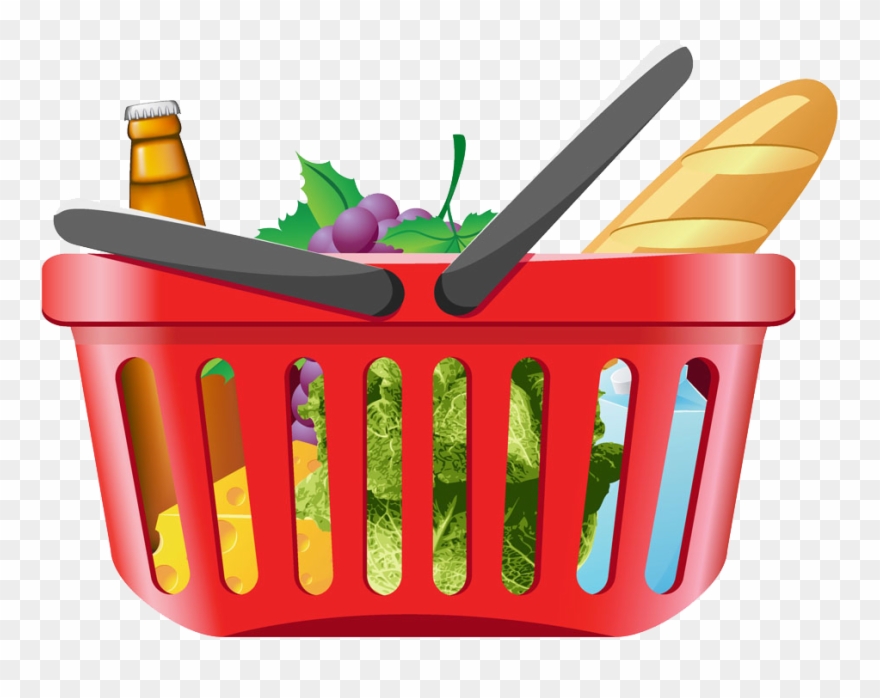 Clip Art Library Stock Shopping Cart Clip Art - Grocery Basket Vector Png Transparent Png
