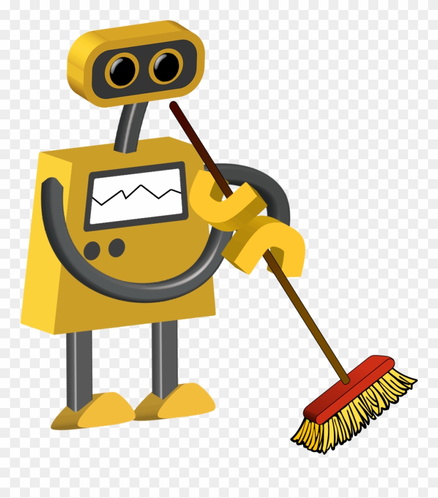 Janitor Robot - Cartoon Robot With Clear Background Clipart