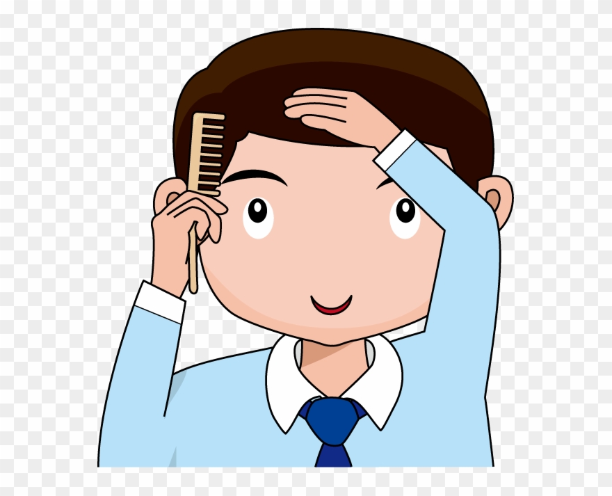 Boy - Combing Hair Clip Art - Png Download