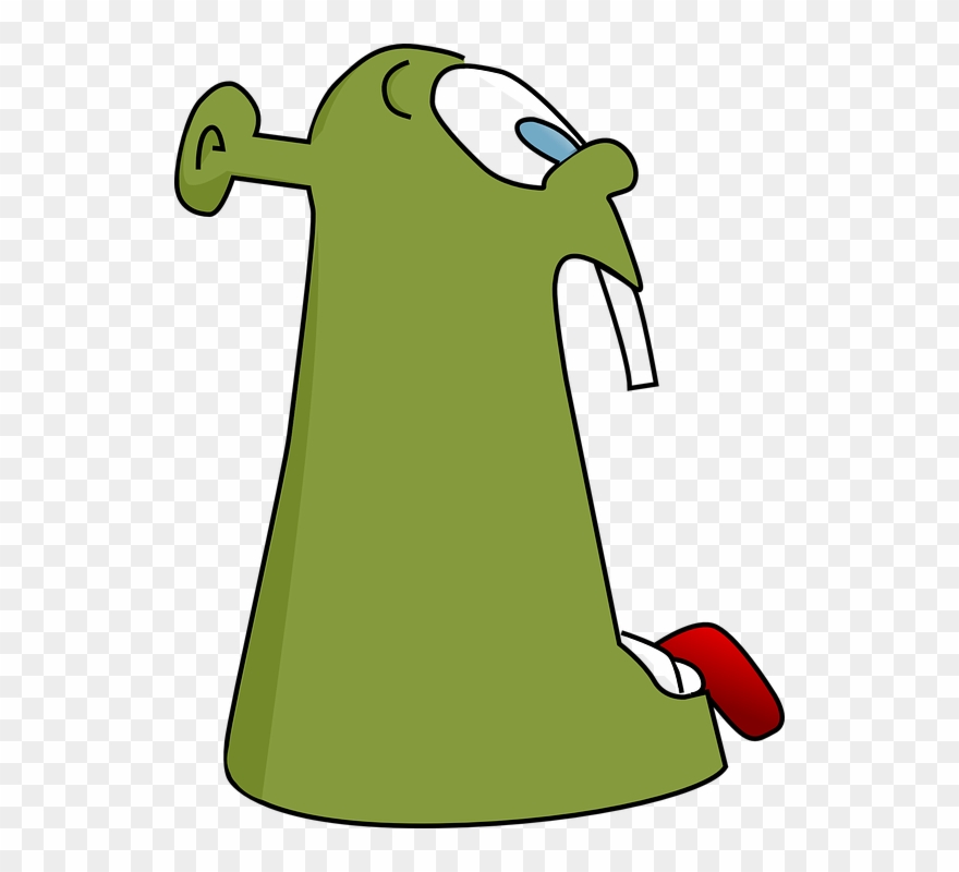 Alien, Martian, Green, Monster, Mouth, Shrek, Troll - Funny Monster Face Shower Curtain Clipart