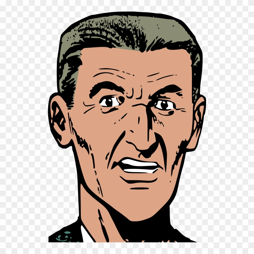 Cartoon Stern Man Clipart Clip Art - Stern Cartoon Face - Png Download