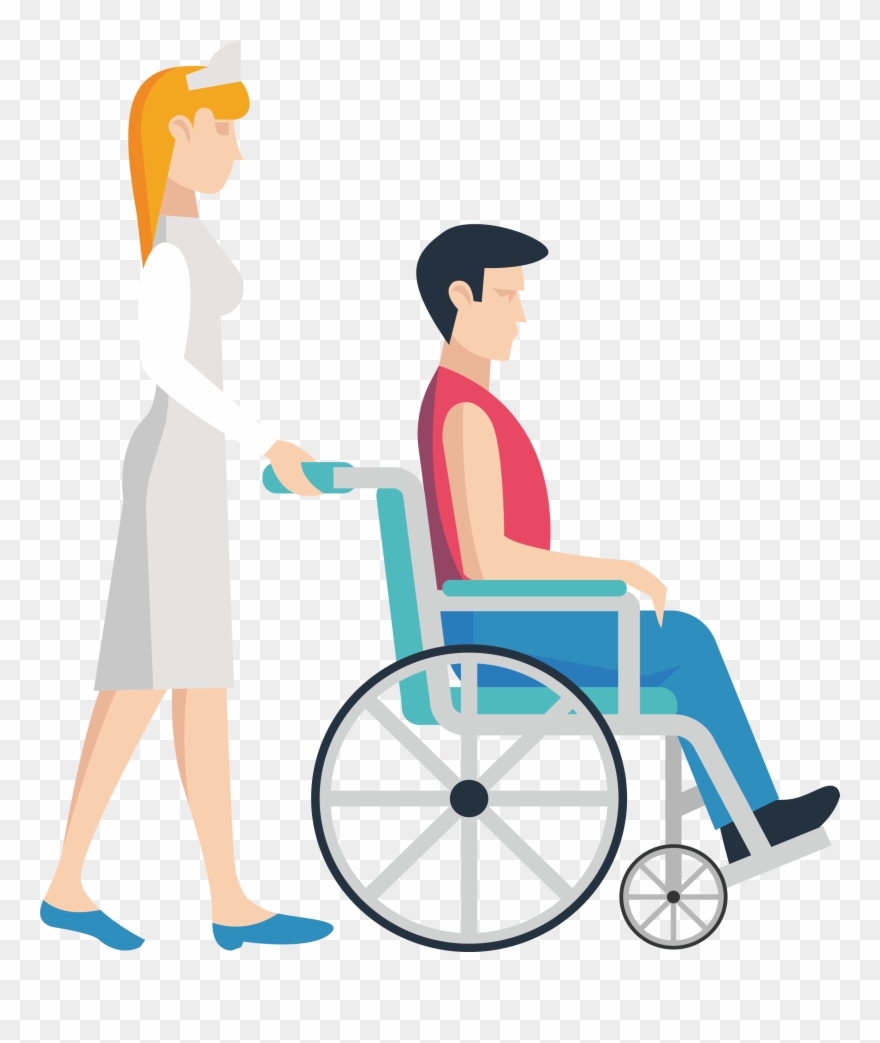 Image Black And White Stock Nursing Clip Art Push The - Pushing A Wheelchair Clipart - Png Download
