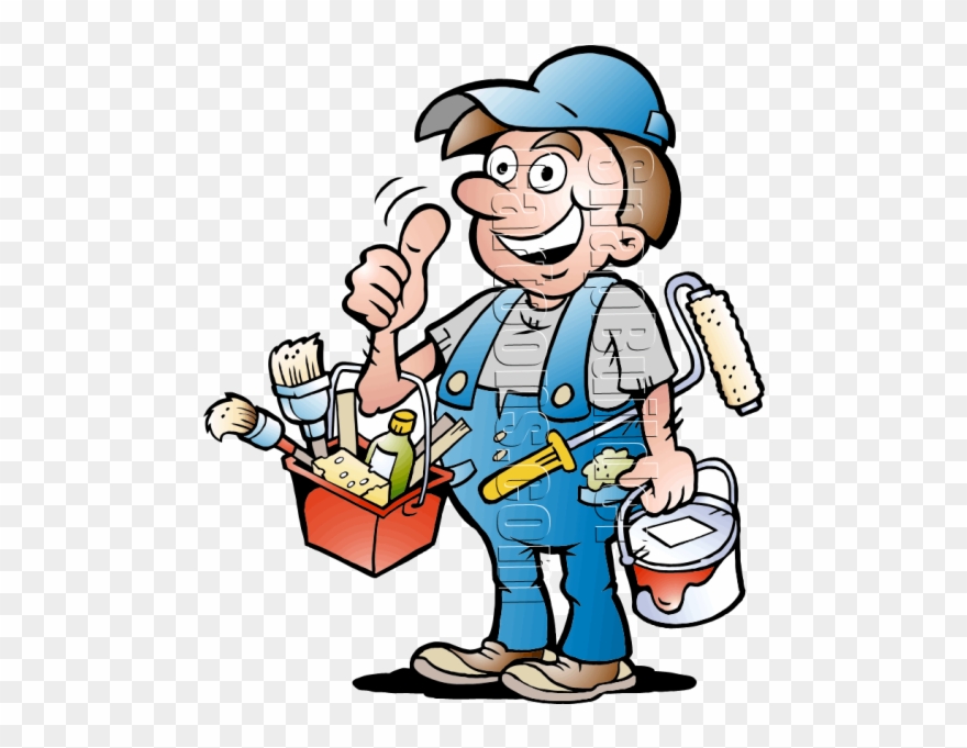 Painter With Painting Supplies - Painter Handyman Clipart