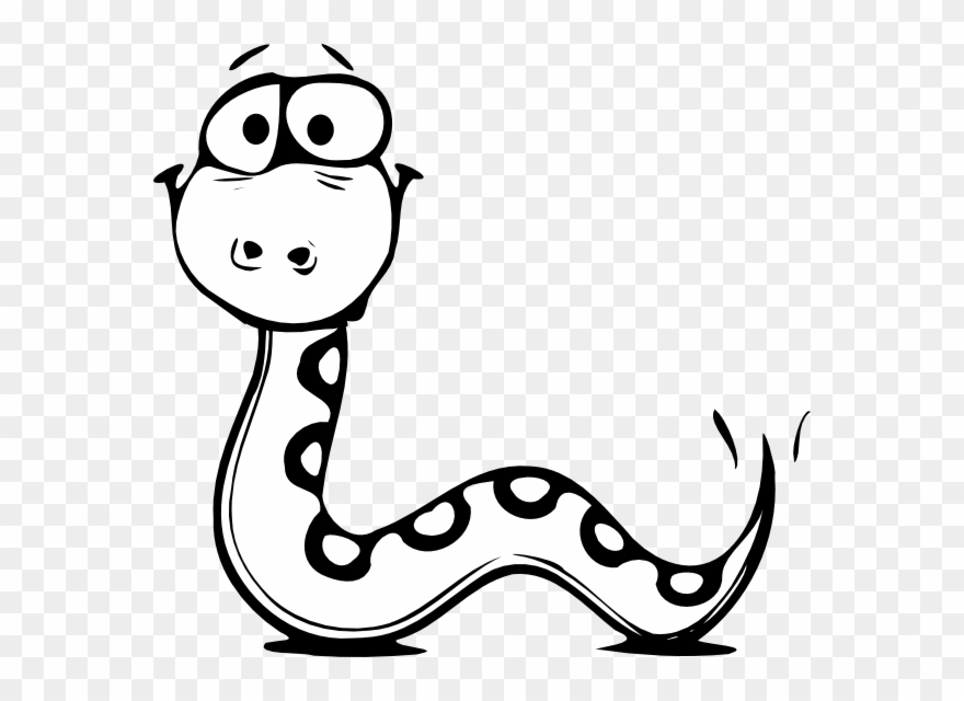 Snake Clip Art At - Snake Cartoon Black And White - Png Download