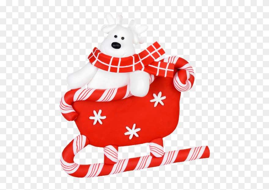 Christmas Snow Reindeer And Candy Cane Sleigh Clip - Christmas Day - Png Download