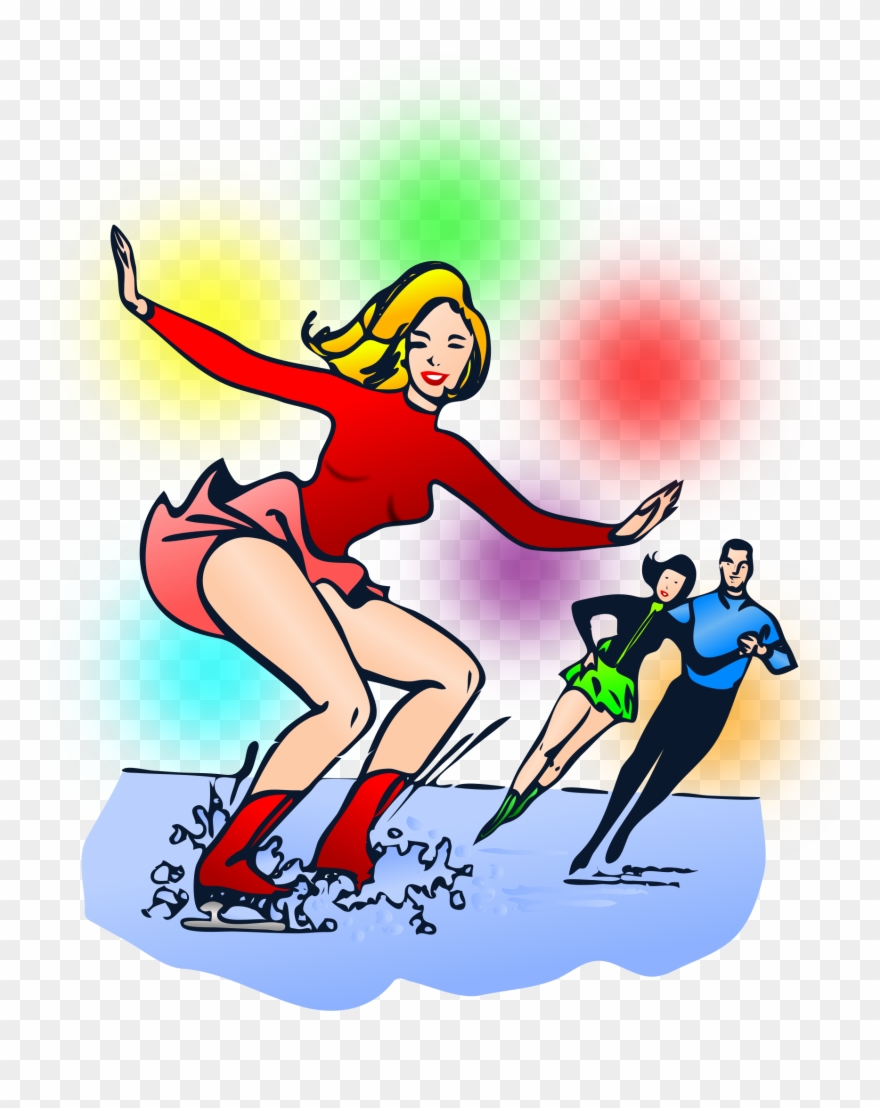 Big Image - Black Ice Skater Shower Curtain Clipart