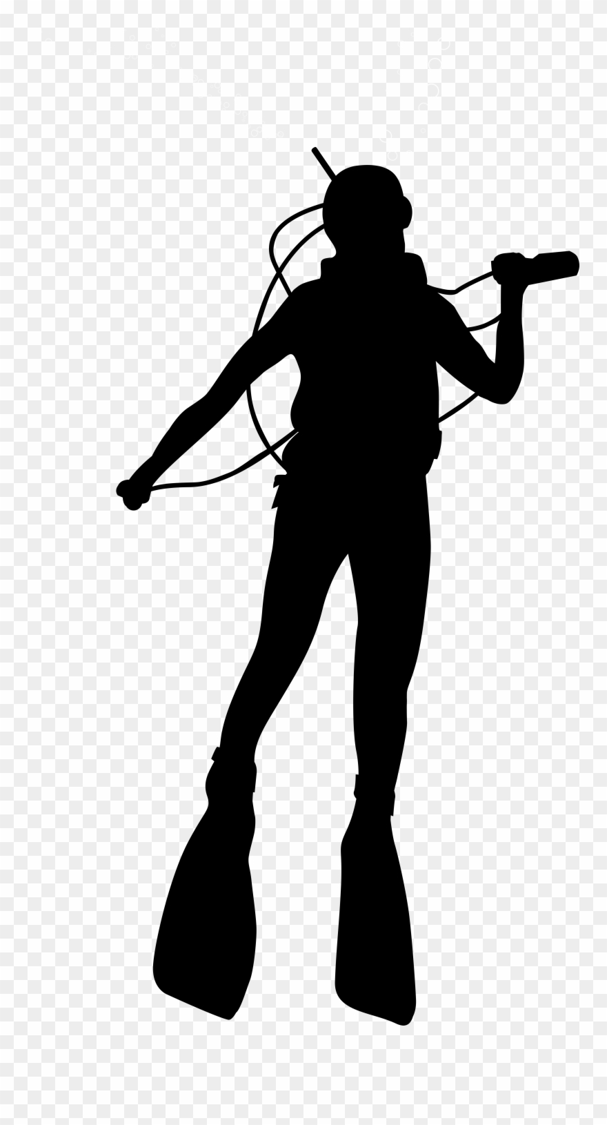 Silhouette Transparent Scuba Diver Clipart
