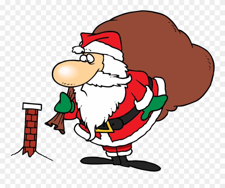 Father Clipart Worried - Santa Going Down Chimney Toy - Png Download