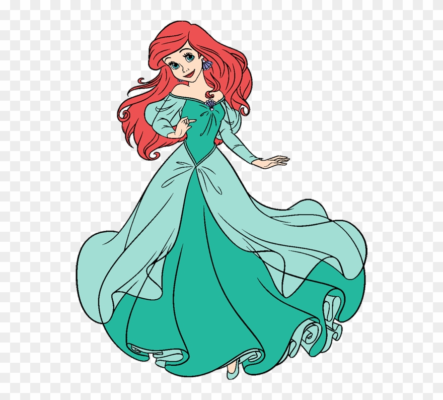 Human Clip Art Disney Galore In Green - Ariel Green Dress Movie - Png Download