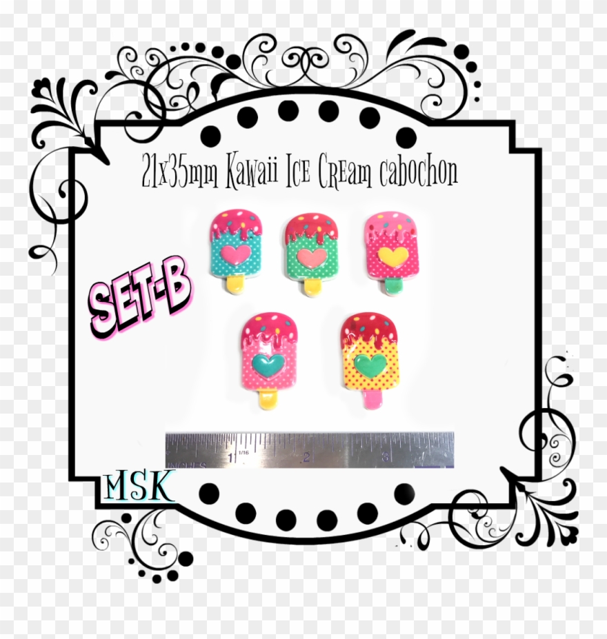 Kawaii Ice Cream Cabochon - Tim Holtz Stamper's Anonymous Collection Stamp & Clipart