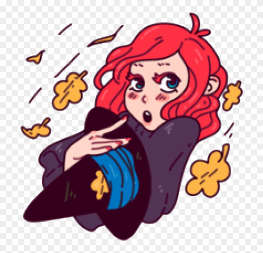 Ftestickers Redhair Autumn Witch Beautiful Kawai Freeto - Стикеры Имбирная Ведьмочка Clipart