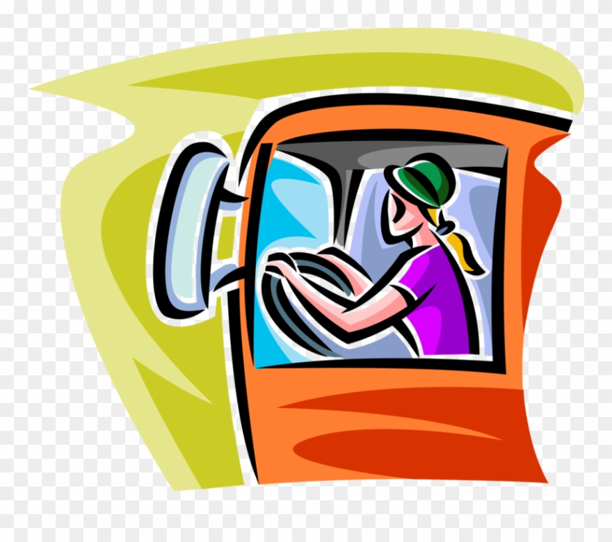 Vector Illustration Of Truck Motorist Driver Drives - Illustration Clipart