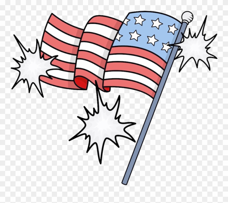 Of The United States Independence Day Clip - Us Flag Cartoon Png Transparent Png