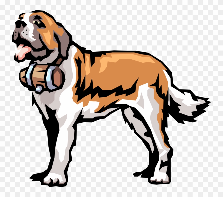 Vector Illustration Of Cartoon Saint Bernard Swiss - St Bernard Dog Vector Clipart