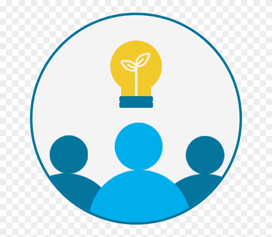 Three People Icons With A Lightbulb Above Them Inside - Incandescent Light Bulb Clipart