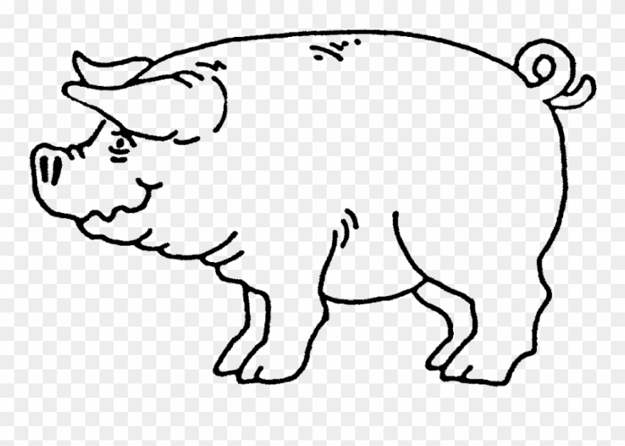 Zoom Pig Rubber Stamp - Line Art Clipart