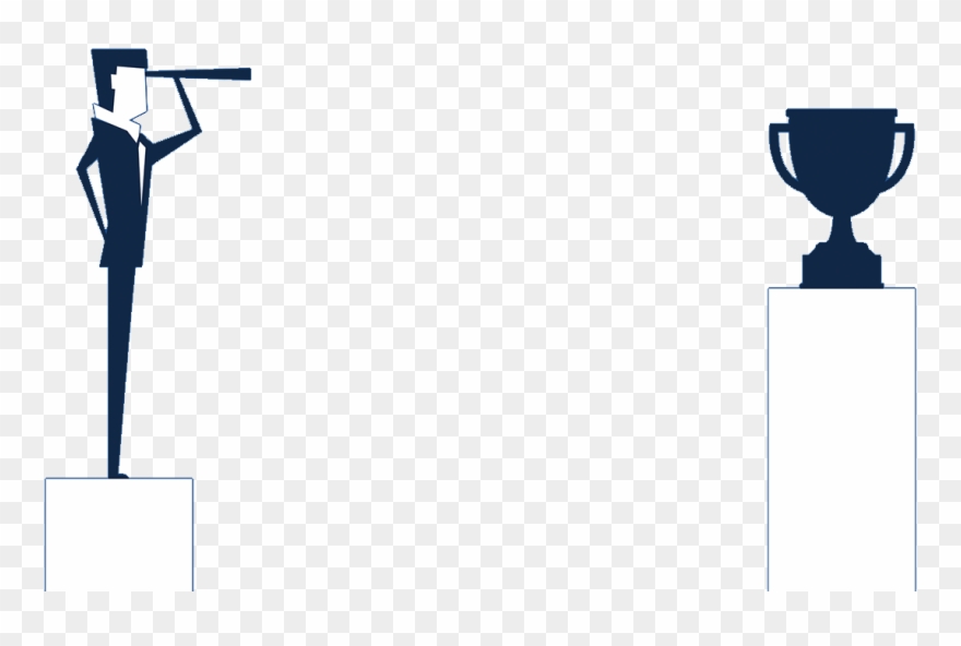 Man Looking Through Telescope At Trophy Sitting On - Man Clipart