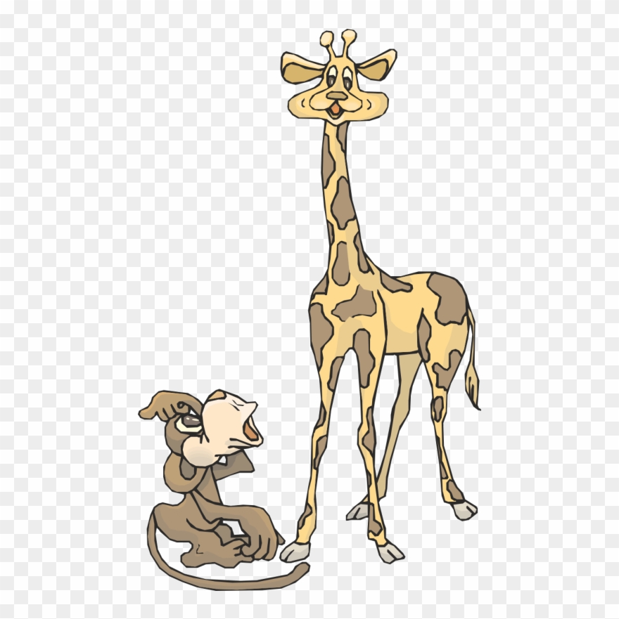 Giraffe Clipart Giraffe Reindeer Gold - Animated Monkey And Giraffe - Png Download