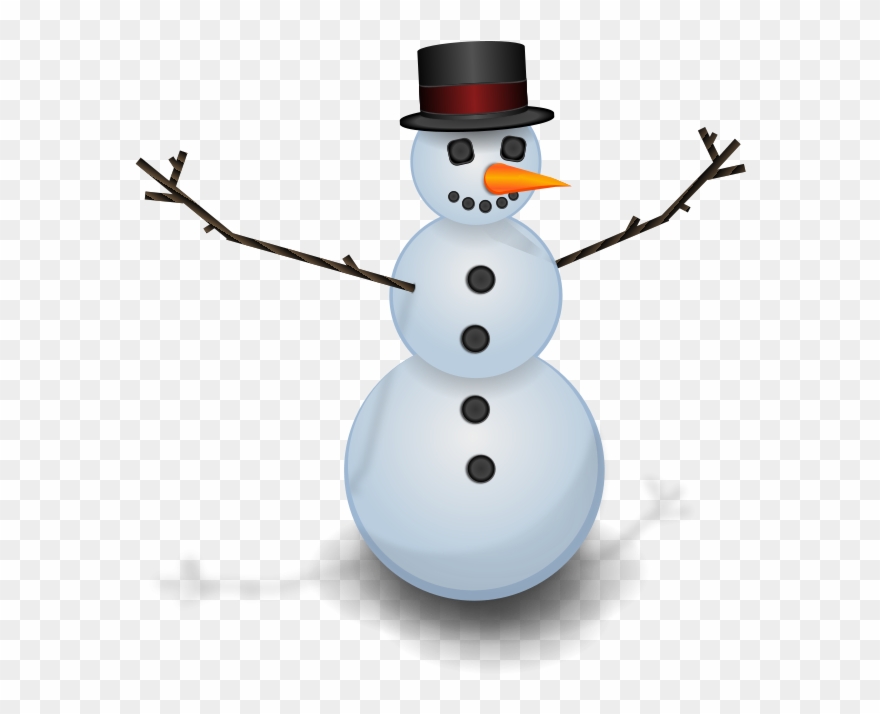 Free Snow Man With Hat - Clip Art Snow Man - Png Download
