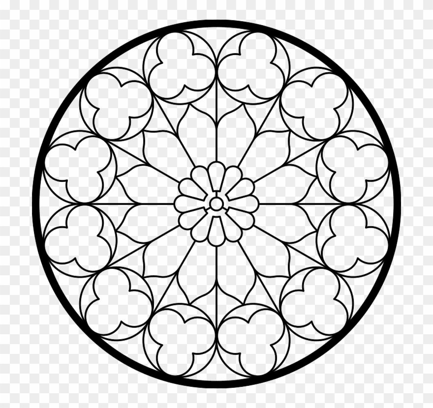 Disgns Of Rose - Rosone Gotico Da Colorare Clipart