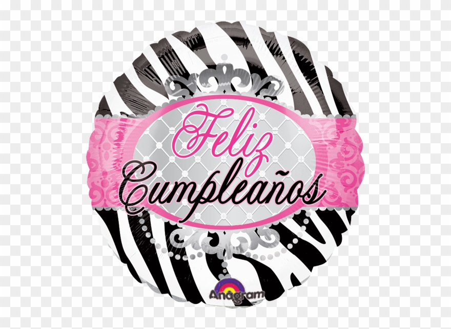 Globo Feliz Cumpleaños - 18" Birthday Zebra Print Balloon - Mylar Balloons Foil Clipart