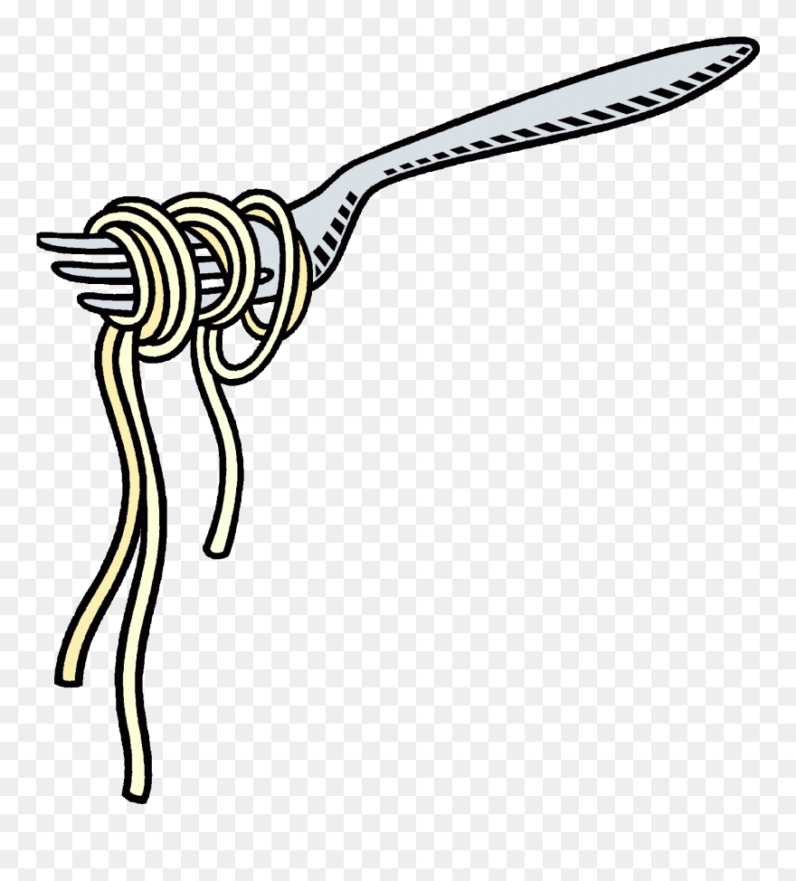 Spaghetti Clip Art Black And White Free Clipart - Fork With Spaghetti Clipart - Png Download