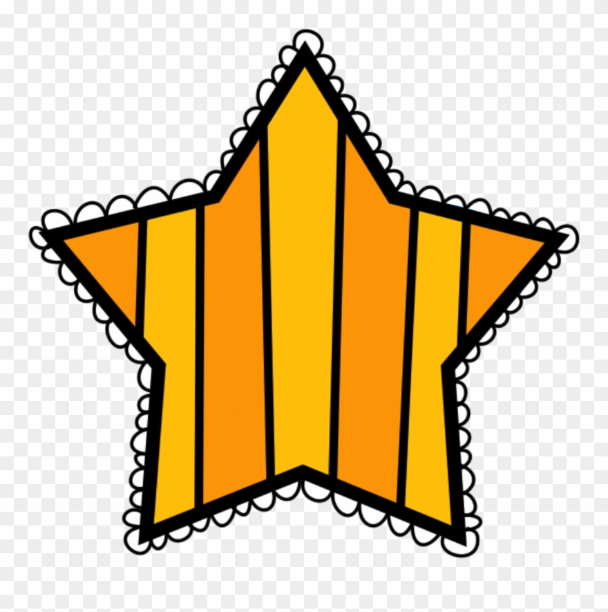 Striped Star Bright Yellow - Polka Dot Star Clip Art - Png Download