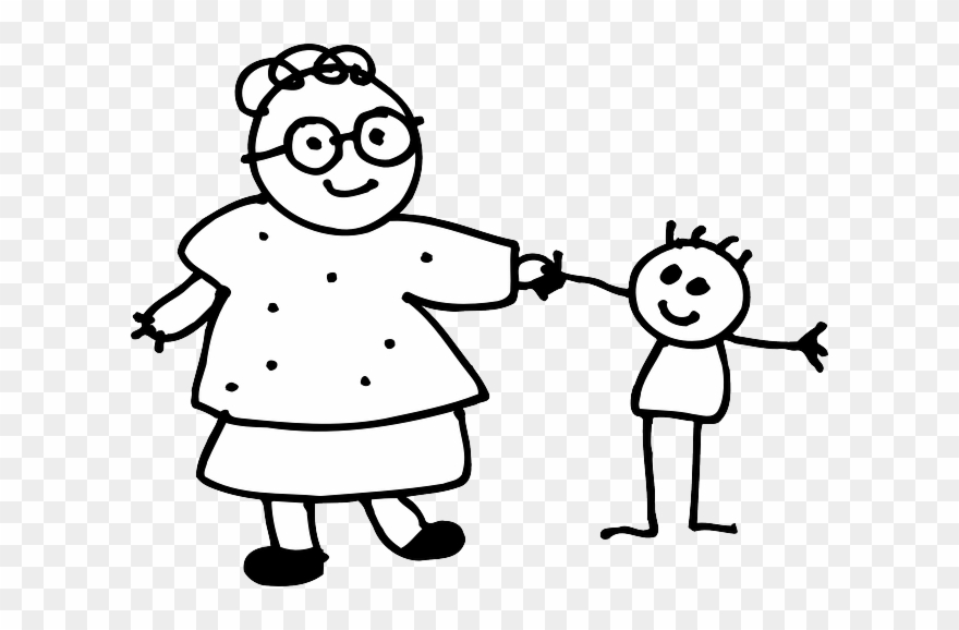 Grandma - Hold Hands Clipart Black And White - Png Download