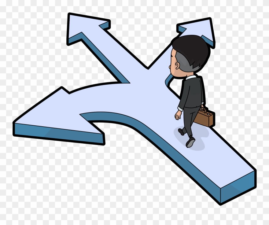 Clipart Walking Arrival Time - Crossroad Cartoon - Png Download