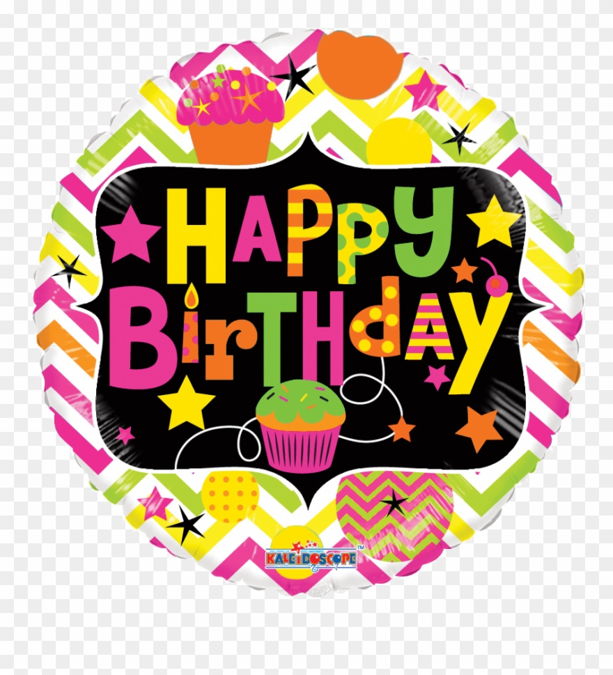 18" Happy Birthday Cupcake Gellibean Balloons All American - Feliz Cumpleaños Neon Png Clipart