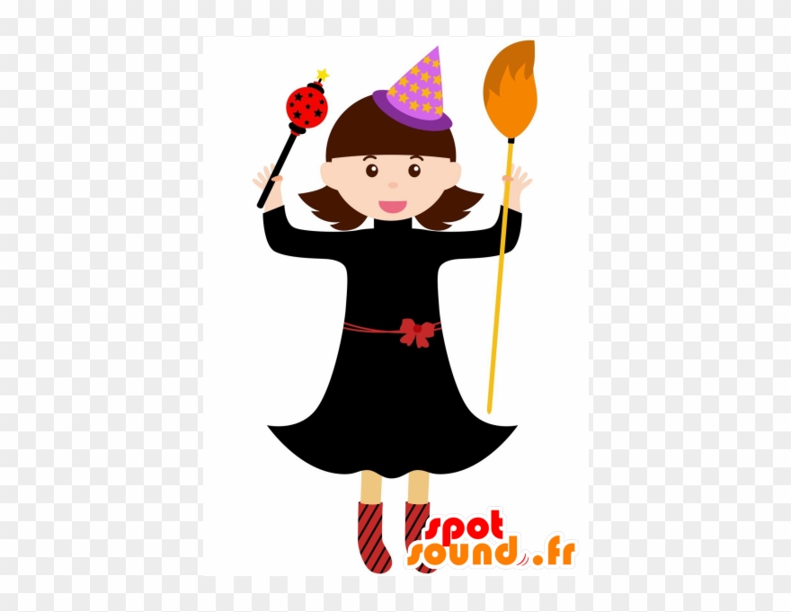 Witch Mascot With A Black Dress - New Spotsound Masot Yuru-chara Gunken-kun Square Dog Clipart