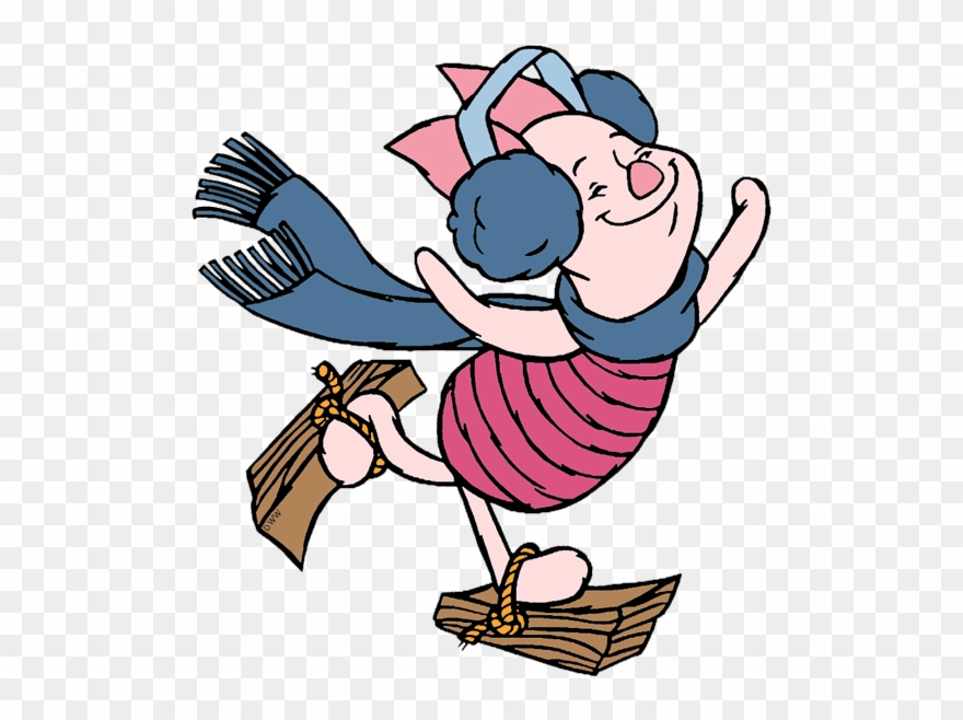Skateboard Clipart Disney - Winnie The Pooh Piglet Christmas - Png Download