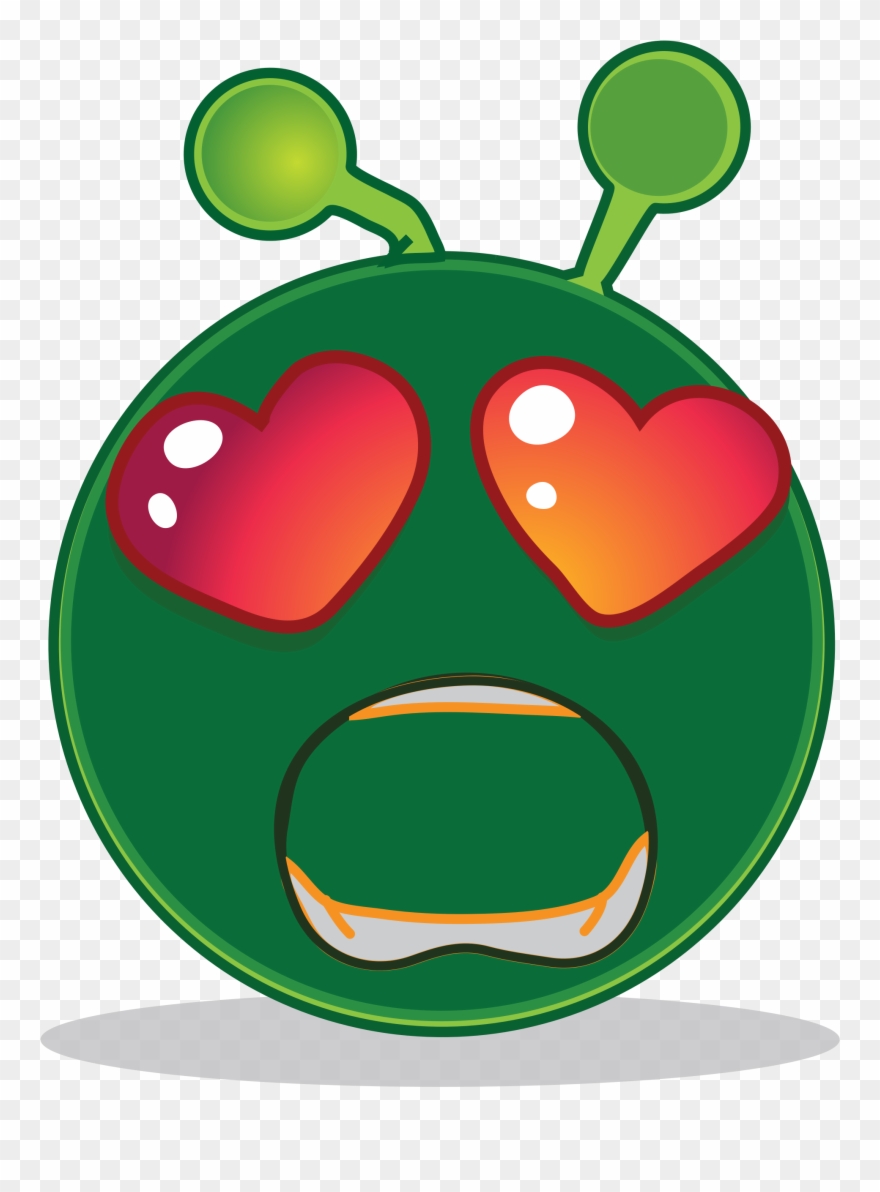 Green Alien - Surprised Love - Smiley Green Alien Big Eyes Png Clipart