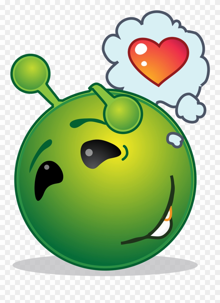 Green Alien - Dreamy Love - Green Smiley Love Clipart