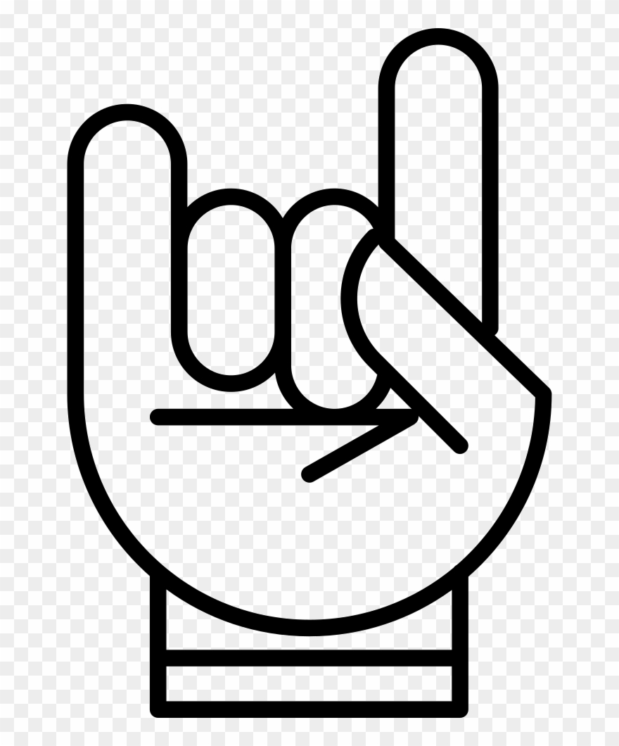 Hand With White Outline Forming A On - Rockstar Hand Sign Png Clipart