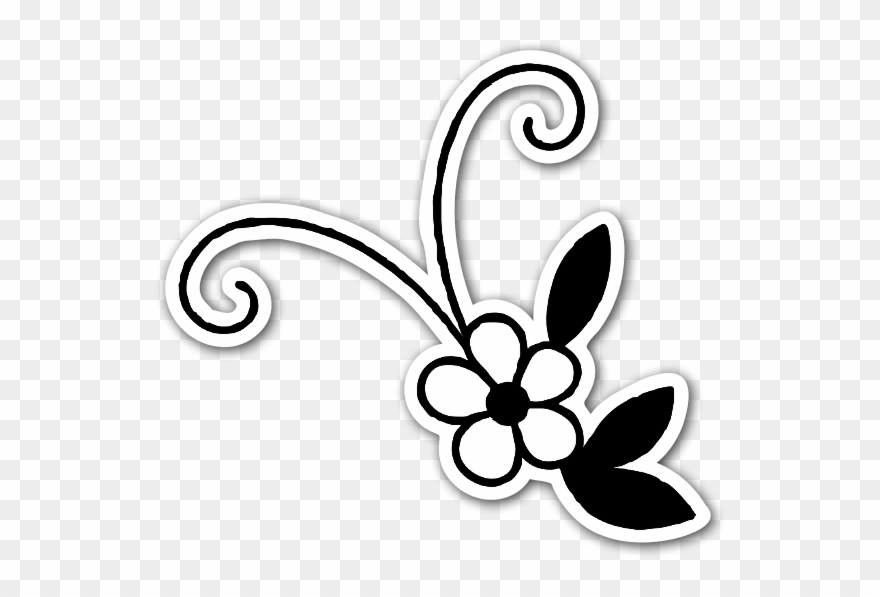 Cute Black And White Flower Sticker - Imagens De Flor Em Preto E Branco Clipart