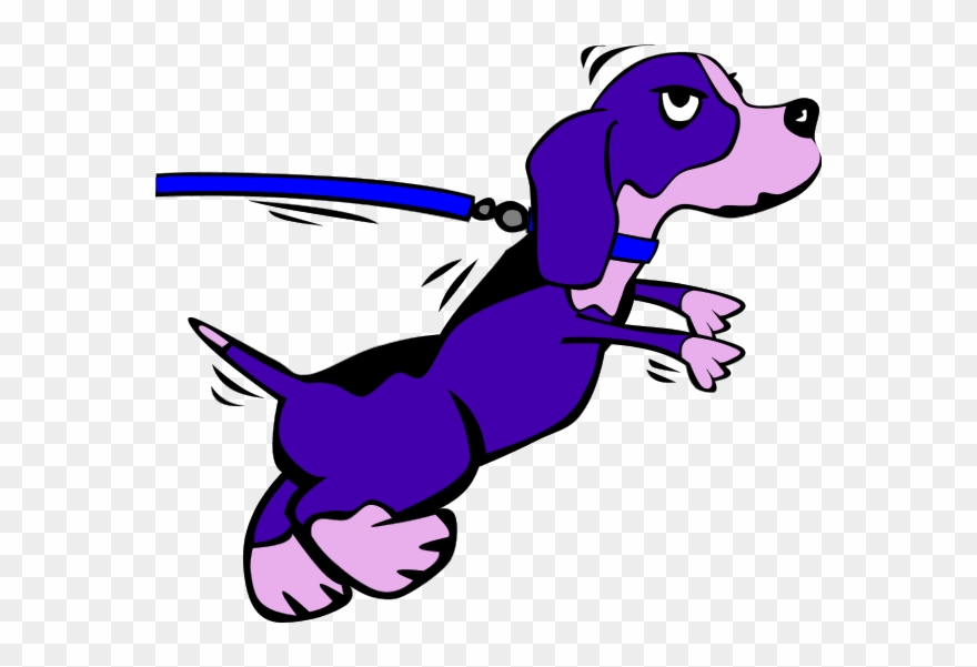 Purple Dog Clipart - Dog Straining On Leash - Png Download