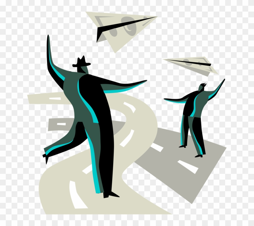 Vector Illustration Of Business Competitors Fly Cash - Money Clipart