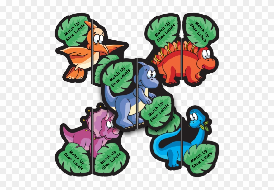 5 Fun Dinosaur Designs Of Match Up Shoe Labels - Match Up Shoe Labels Clipart