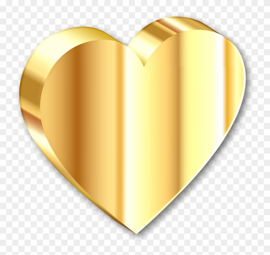 Drop Shadow Computer Icons Heart Gold - Gold Heart Icon Png Clipart