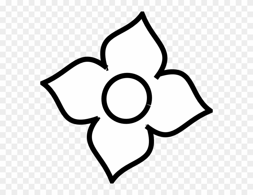 Four Petal Flower Outline Clipart
