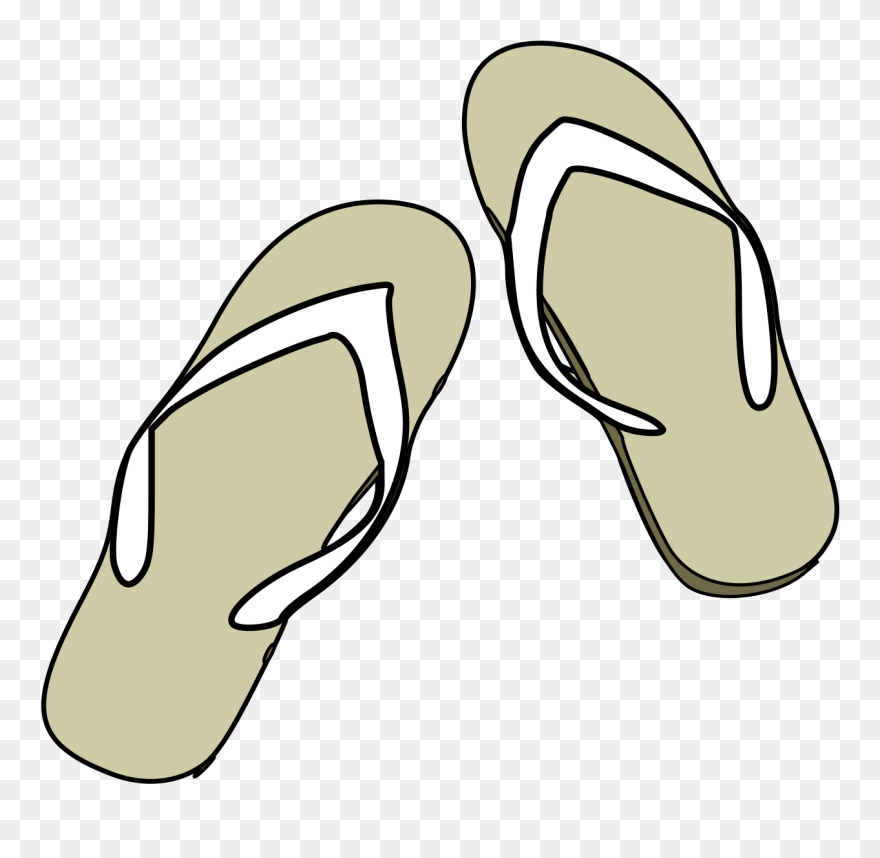 Flip Flops Black White Clip Art - Slippers Clipart In Black And White - Png Download