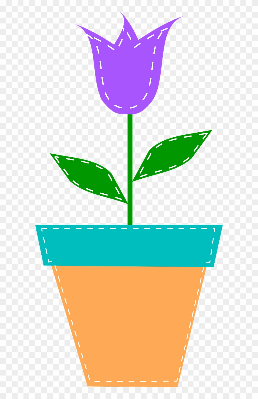 Tulip Flower Floral Pot Leaves Png Image - Desenho Tulipa Png Clipart
