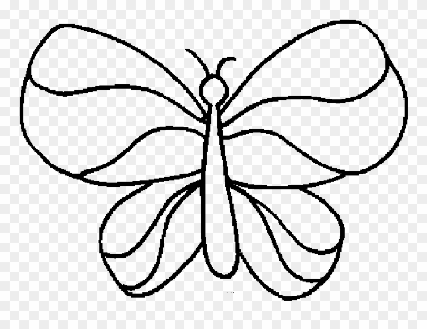 Butterfly With Wings That Simple Coloring Sheet - Coloring Book Real Butterfly Clipart