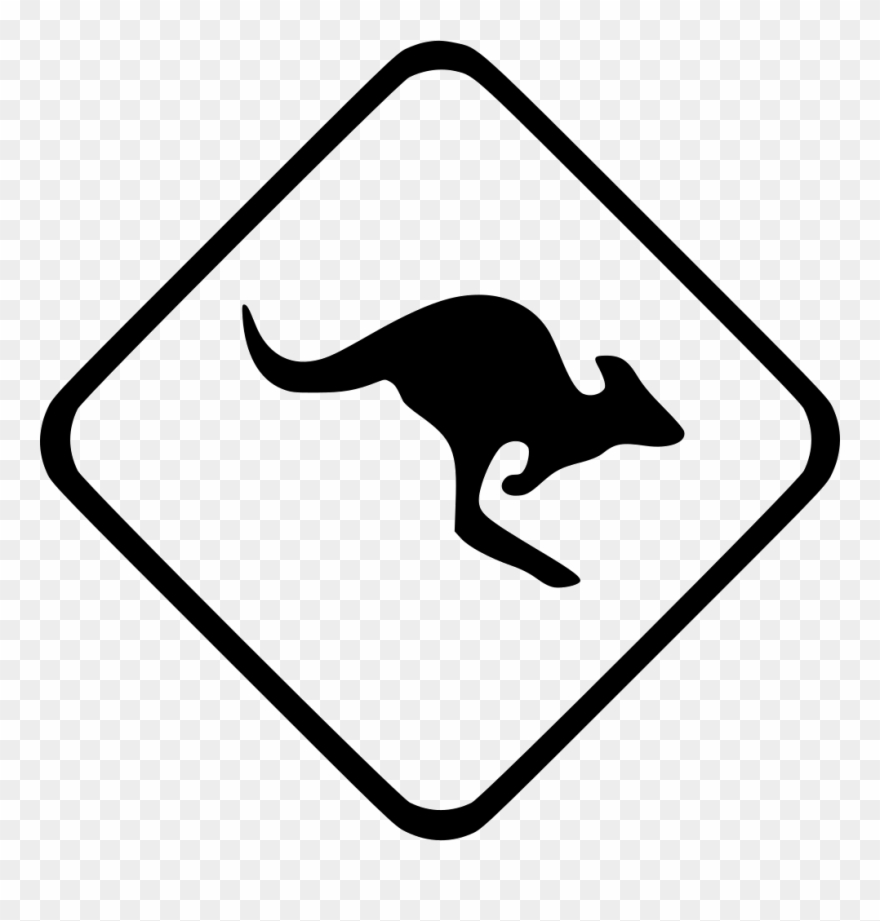 Kangaroo Animal Attention Warning Comments - Traffic Sign Clipart