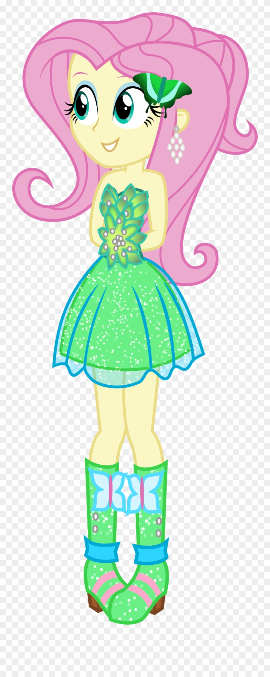 Alternate Costumes Artist Shabrina Boots Butterfly - Equestria Girls Fluttershy Dress Clipart