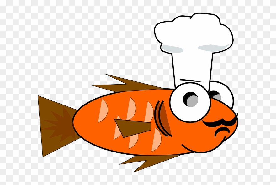 Goldfish Feeding - Fish Wearing Chef Hat Shower Curtain Clipart