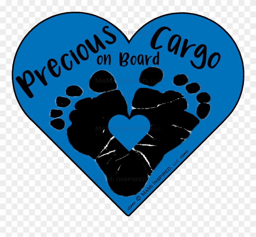 Precious Cargo On Board Footprint Heart Car Magnet - Footprint Clipart