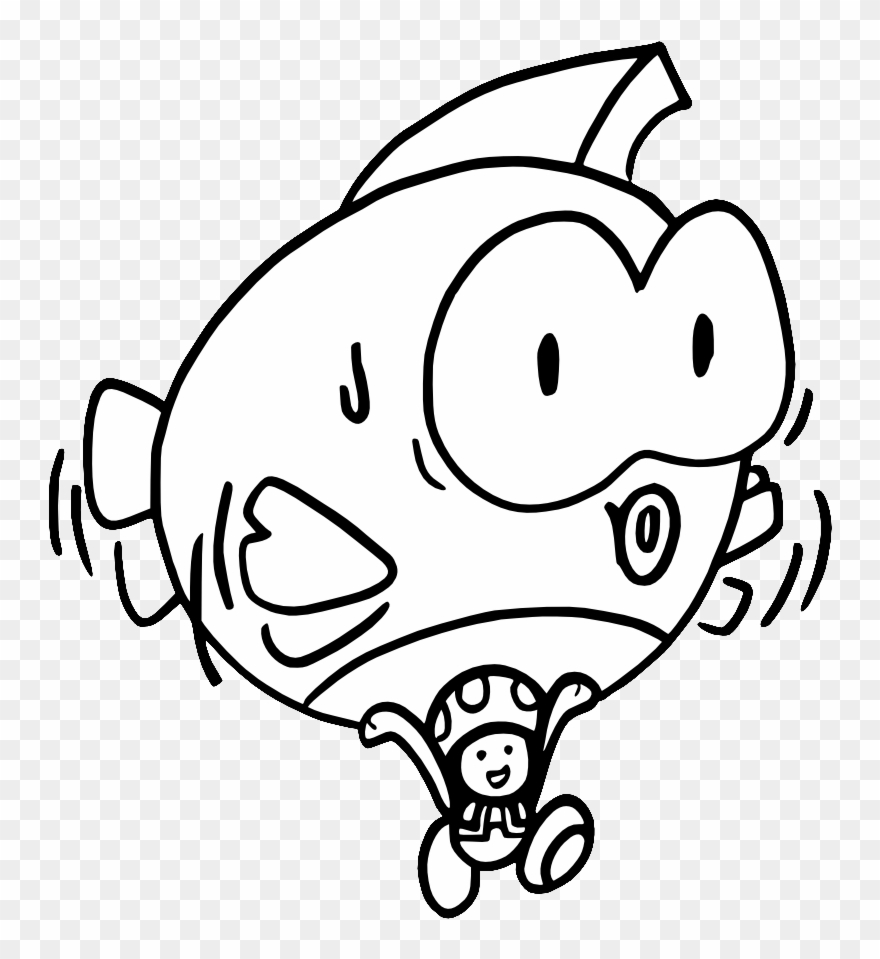 Bnw Toad And Fish By Jamesmantheregenold On Clipart - Mario And Luigi Coloring Pages - Png Download
