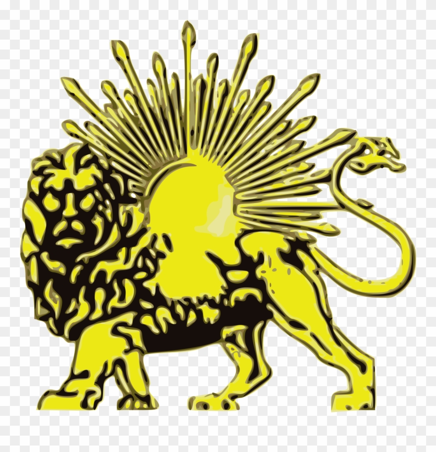 Lion And Sun Drawing - Hvare Khshaeta Clipart